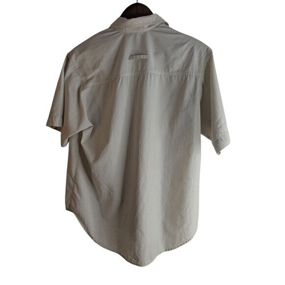 VTG Womens Shirt Sz M Beige Button Up Pockets Grunge Skater Y2K Old School Retro - Picture 6 of 9